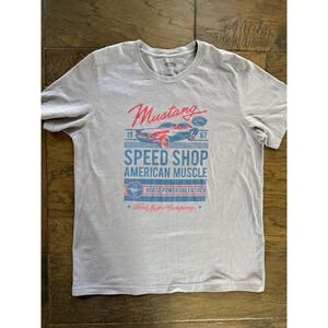 Ford Mustang Speed Shop American Muscle Mens Gray Graphic T-Shirt Large 1967 Car